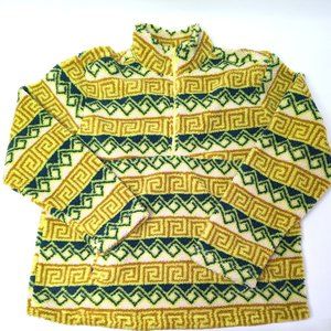 Urban Frontier Aztez Print Green Orange Polyester Sherpa Jacket Men's Size Large